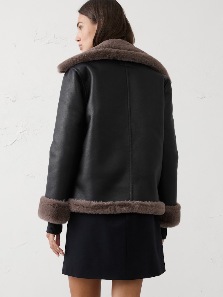 Vegan Leather and Faux Fur Jacket