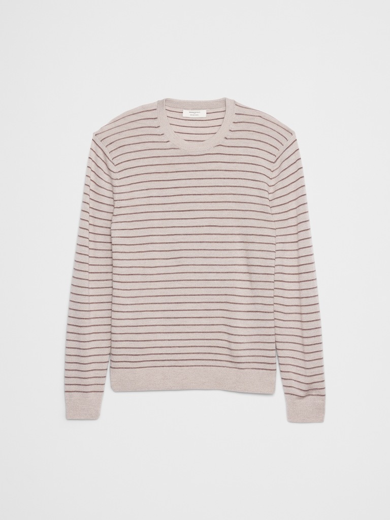 Merino Wool Textured Striped Sweater