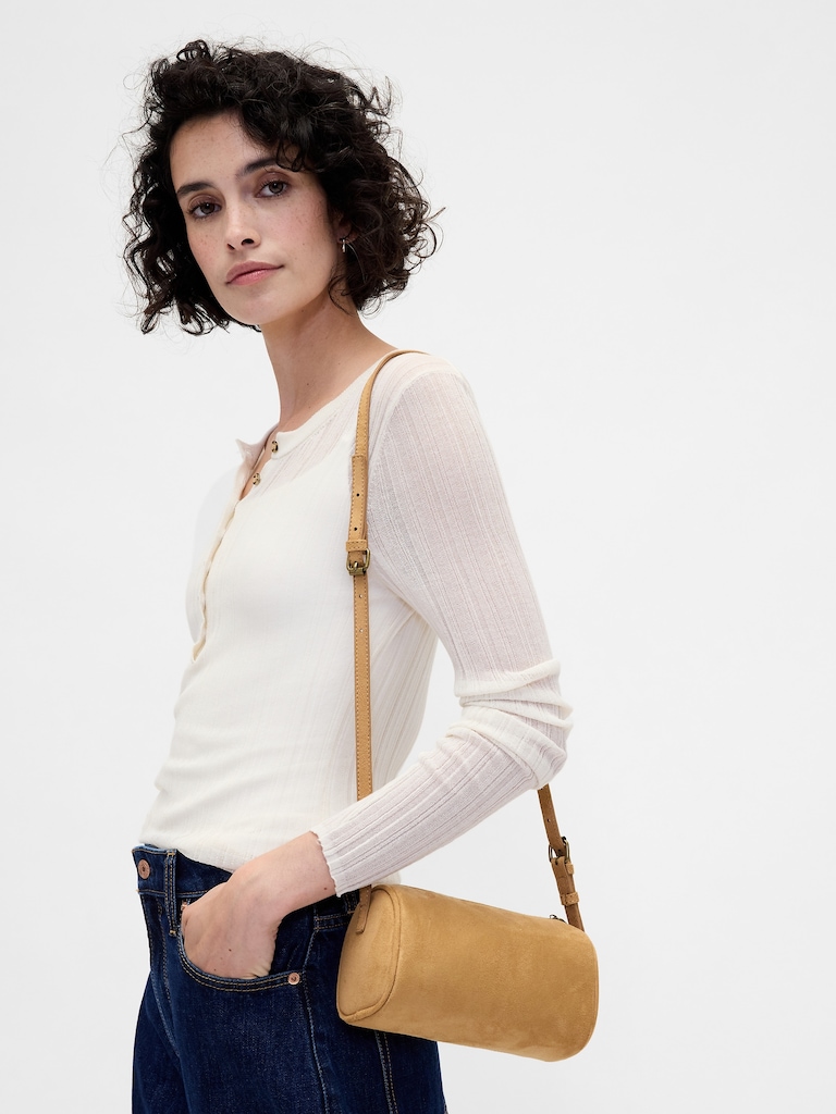 Vegan Suede Barrel Bag