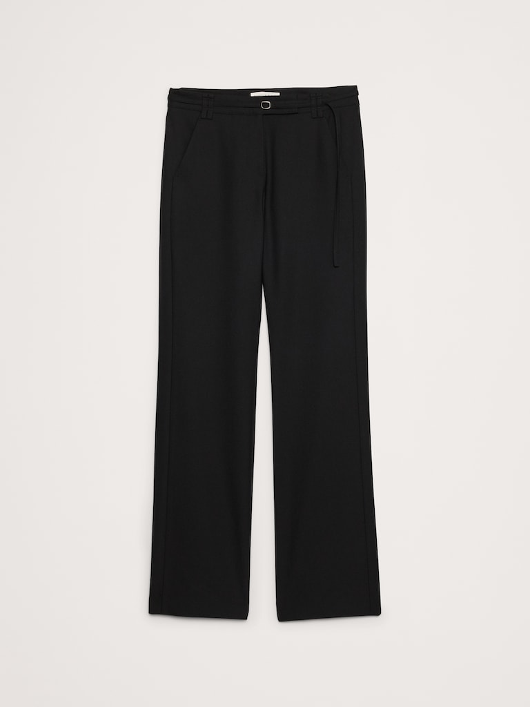 Mid-Rise Straight Wool-Blend Flannel Pant