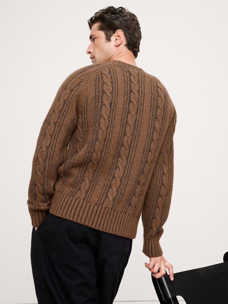 Italian Merino-Blend Cable-Knit Sweater