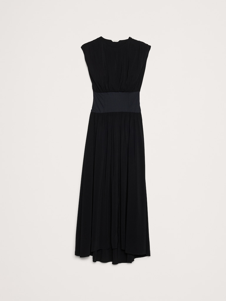 Stretch-Crepe Drop-Waist Maxi Dress