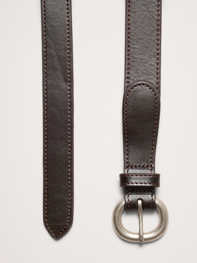 Topstitch Leather Tapered Belt