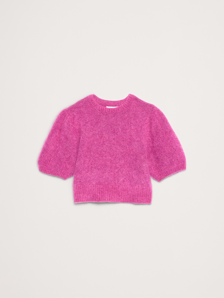 Fuzzy Alpaca-Blend Puff-Sleeve Sweater