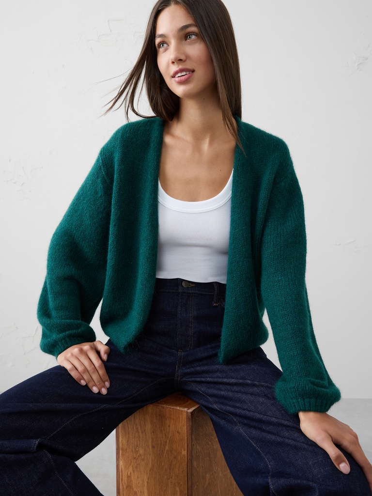 Brushed Cozy Open-Front Cardigan Sweater
