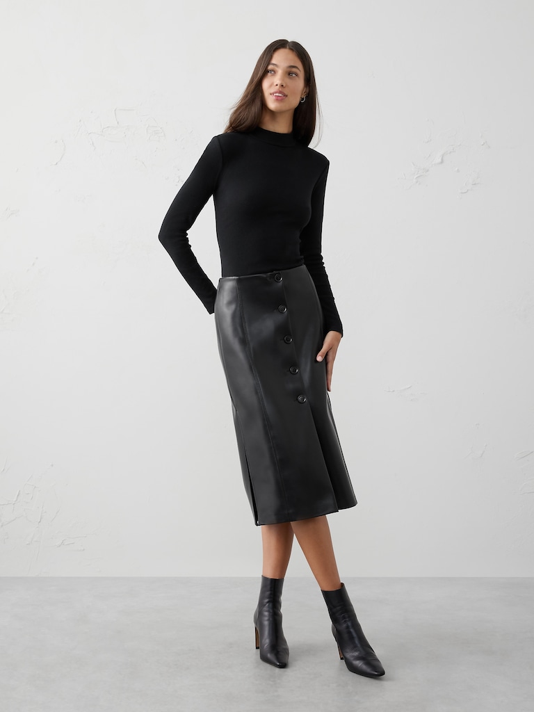 Ribbed Mock-Neck Top