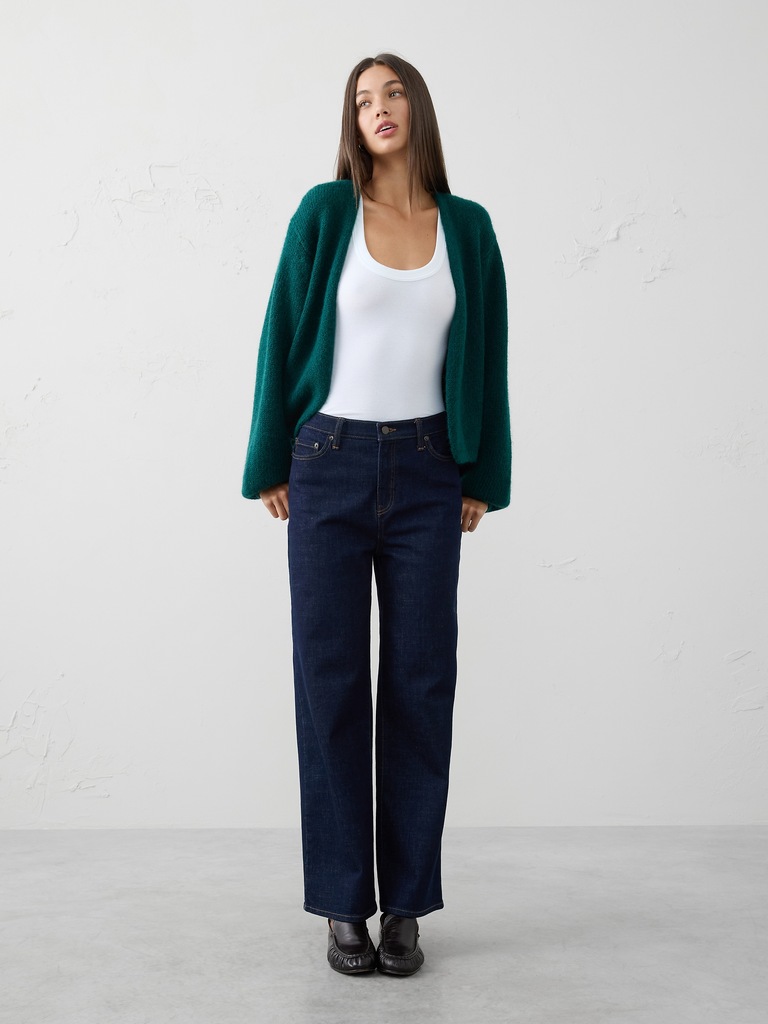 Brushed Cozy Open-Front Cardigan Sweater