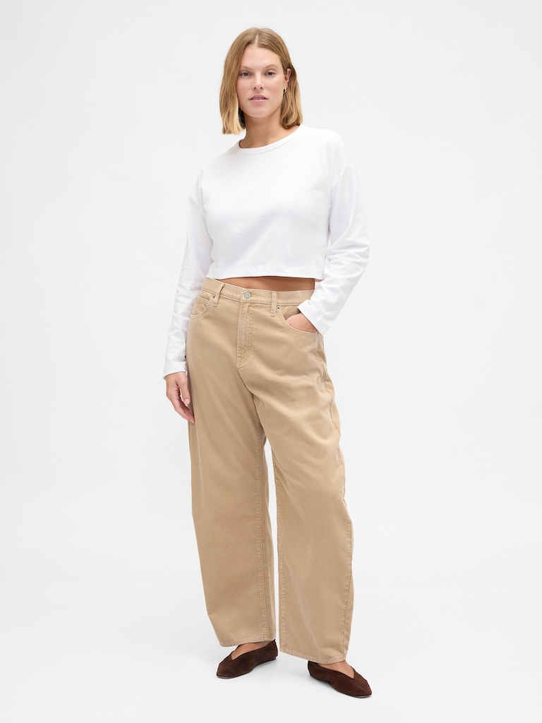 High Rise Corduroy Barrel Pants