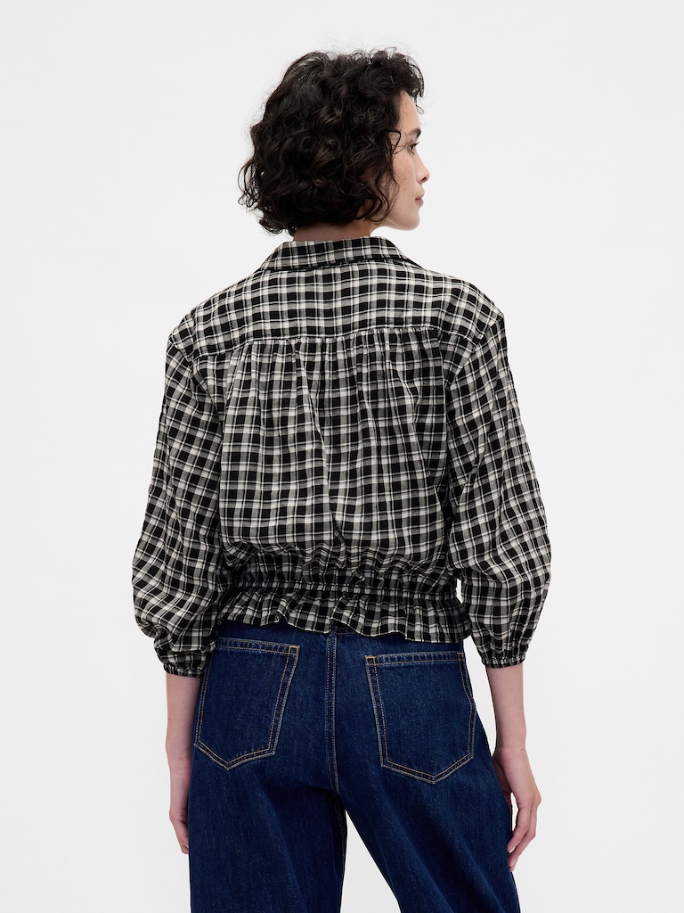 Flannel Tie-Waist Top