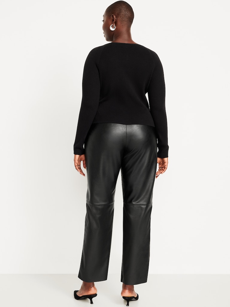 High-Waisted Billie Faux-Leather Ankle Trouser