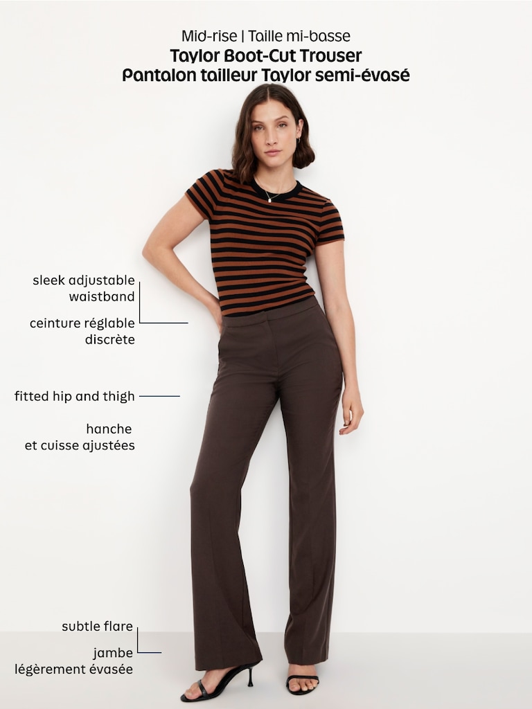 Mid-Rise Taylor Boot-Cut Pants