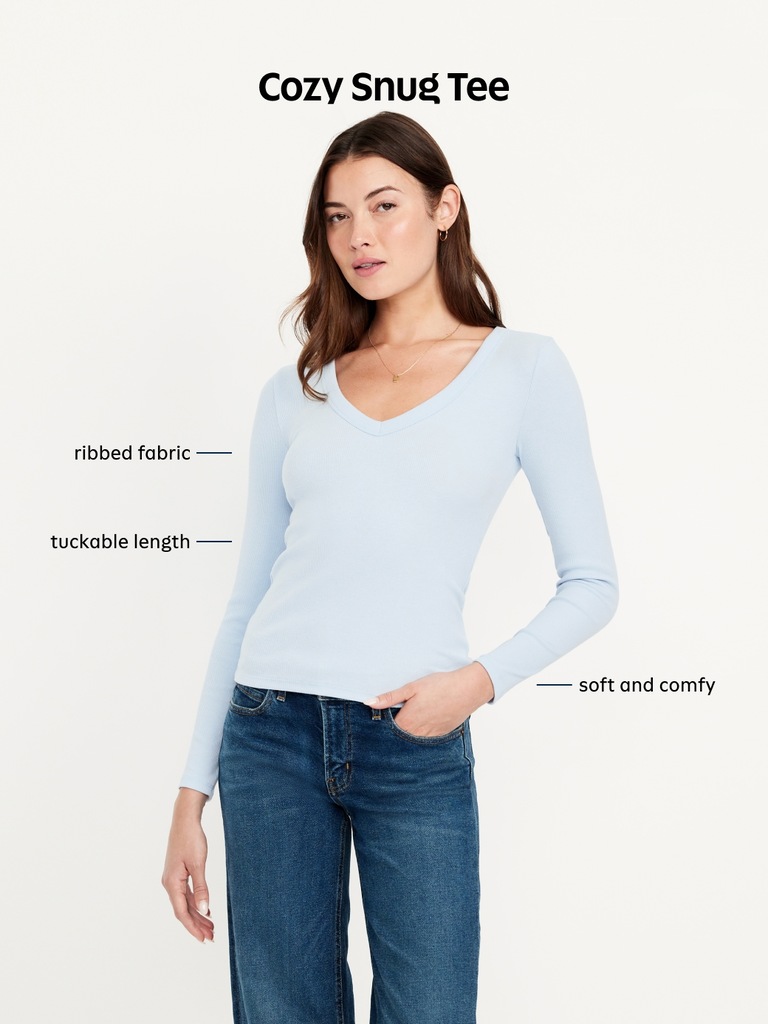 Cozy Snug Long-Sleeve V-Neck T-Shirt