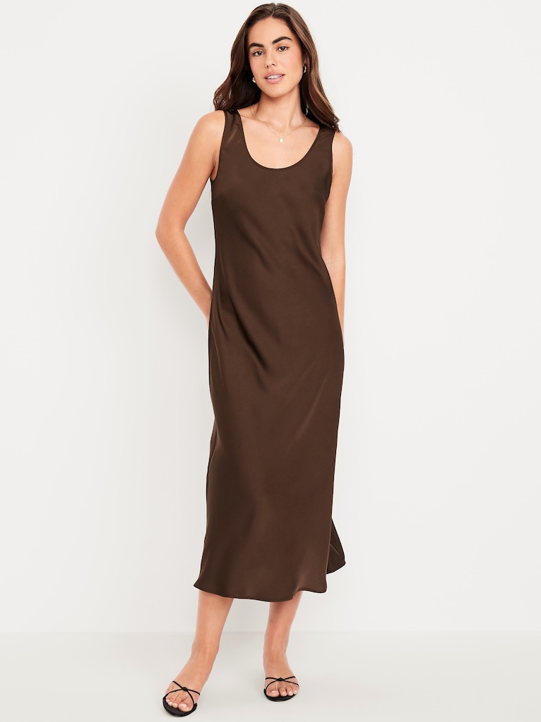 Sleeveless Satin Midi Dress