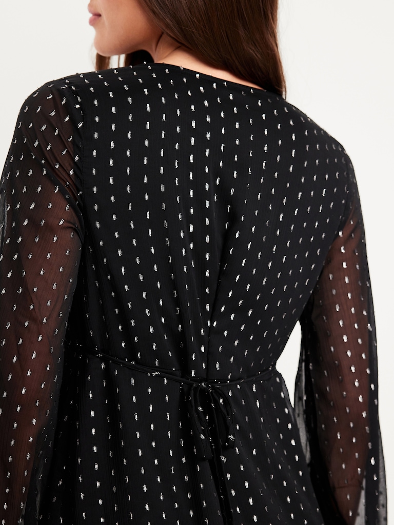 V-Neck Swiss Dot Mini Dress