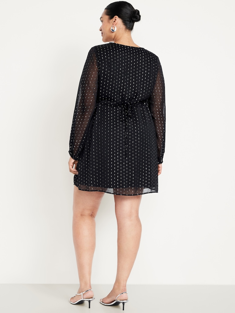 V-Neck Swiss Dot Mini Dress