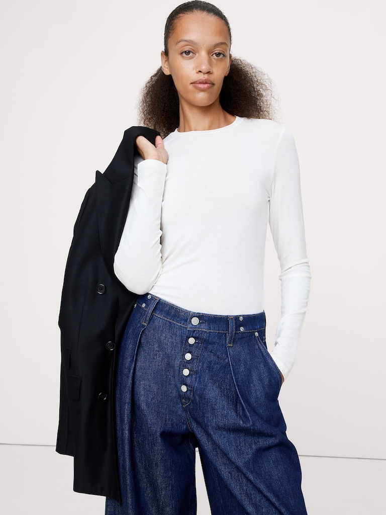 Luxe Wool-Blend Crew-Neck T-Shirt