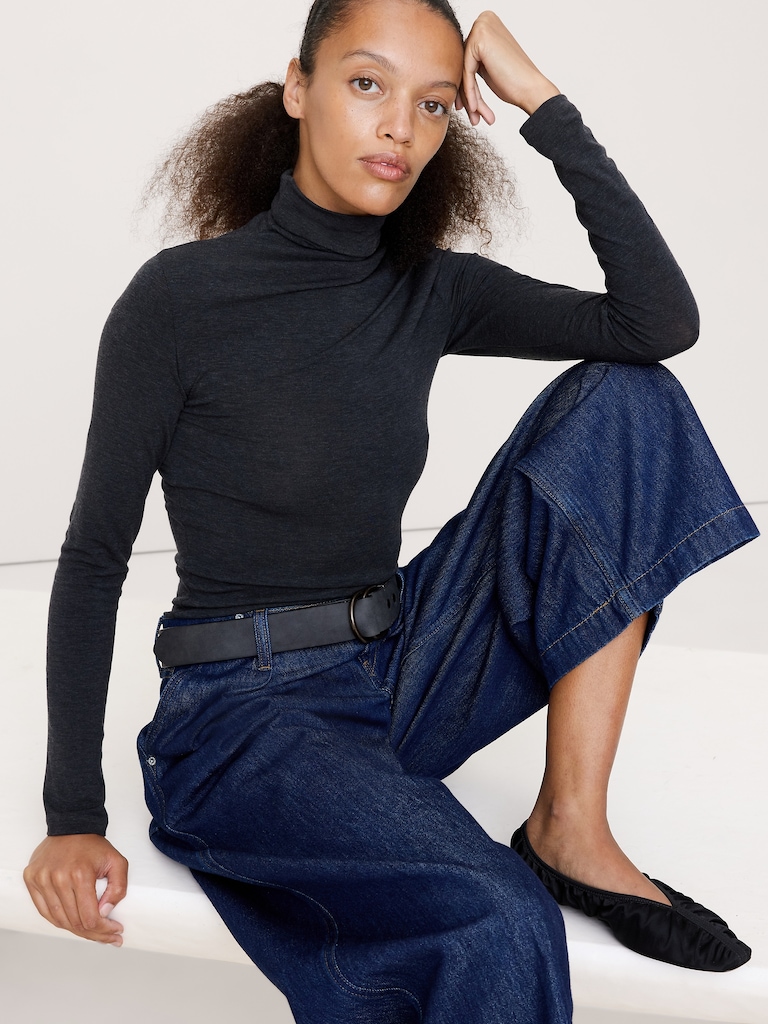 Luxe Wool-Blend Turtleneck T-Shirt