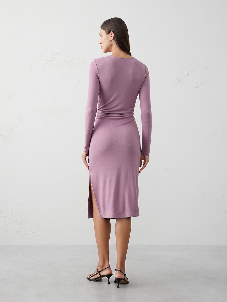 Soft Luxe Shirred-Side Midi Dress
