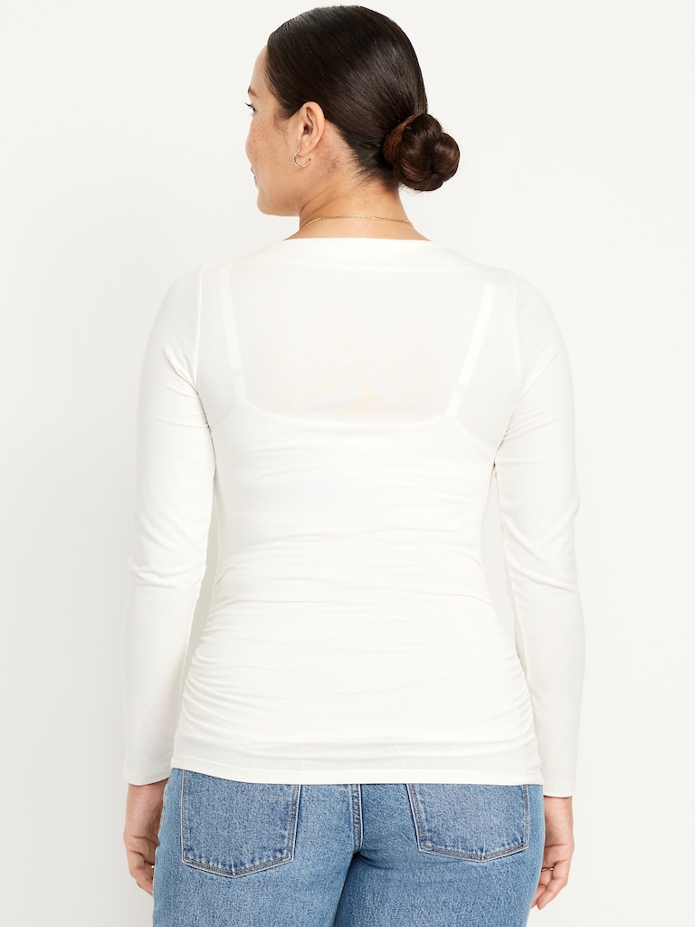 Maternity Long-Sleeve Slit-Neck T-Shirt