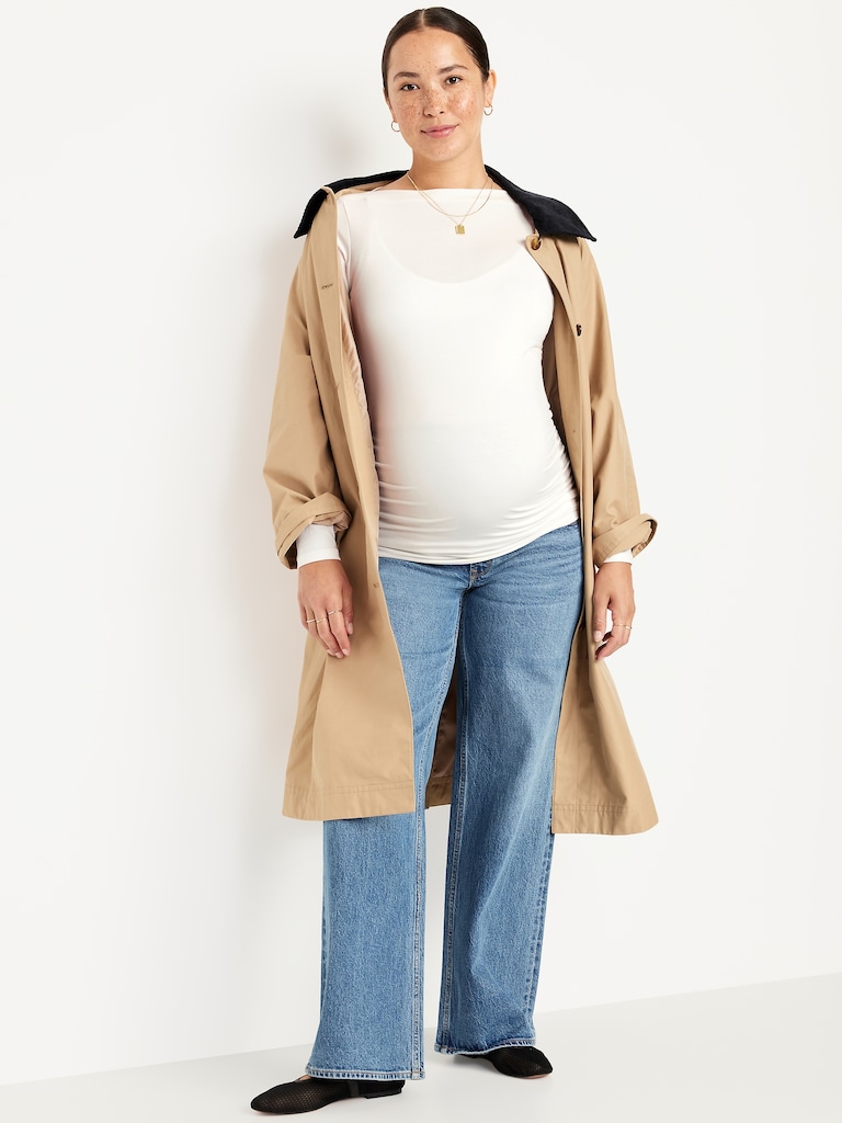 Maternity Long-Sleeve Slit-Neck T-Shirt