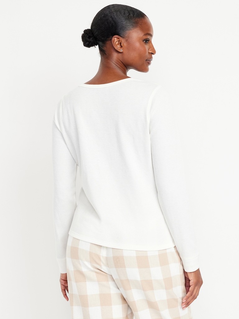 Scoop-Neck Waffle Pajama Top
