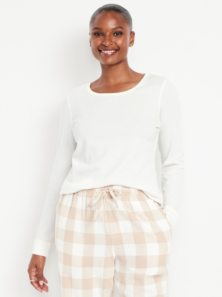 Scoop-Neck Waffle Pajama Top