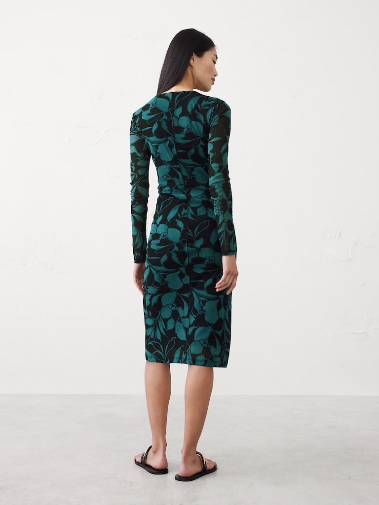 Mesh Below-Knee Dress