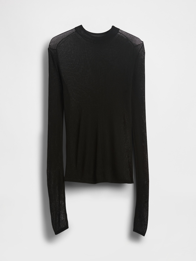 High-Neck Sheer Sweater