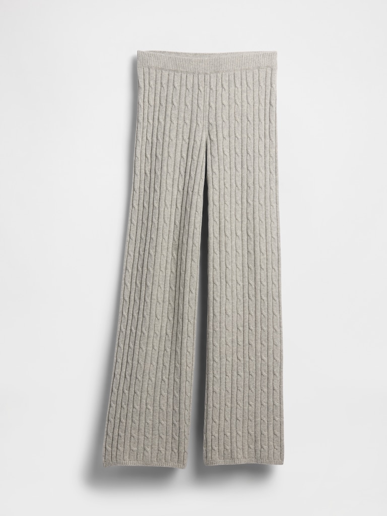 CashSoft Cable-Knit Sweater Pants