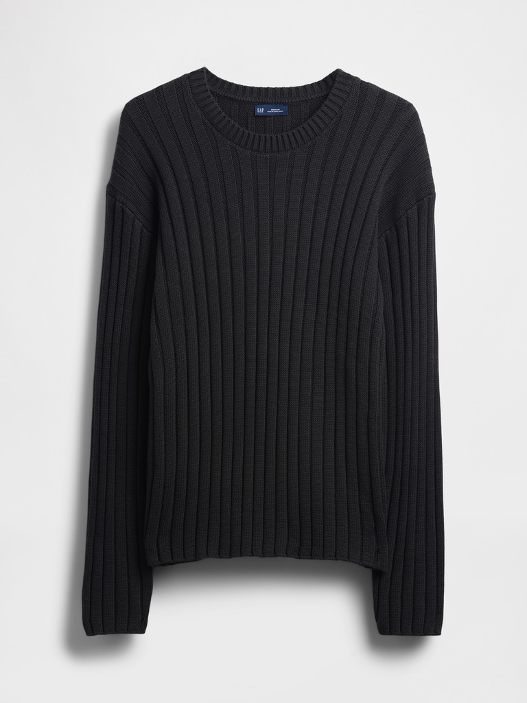 Wide Rib Slim Crewneck Sweater