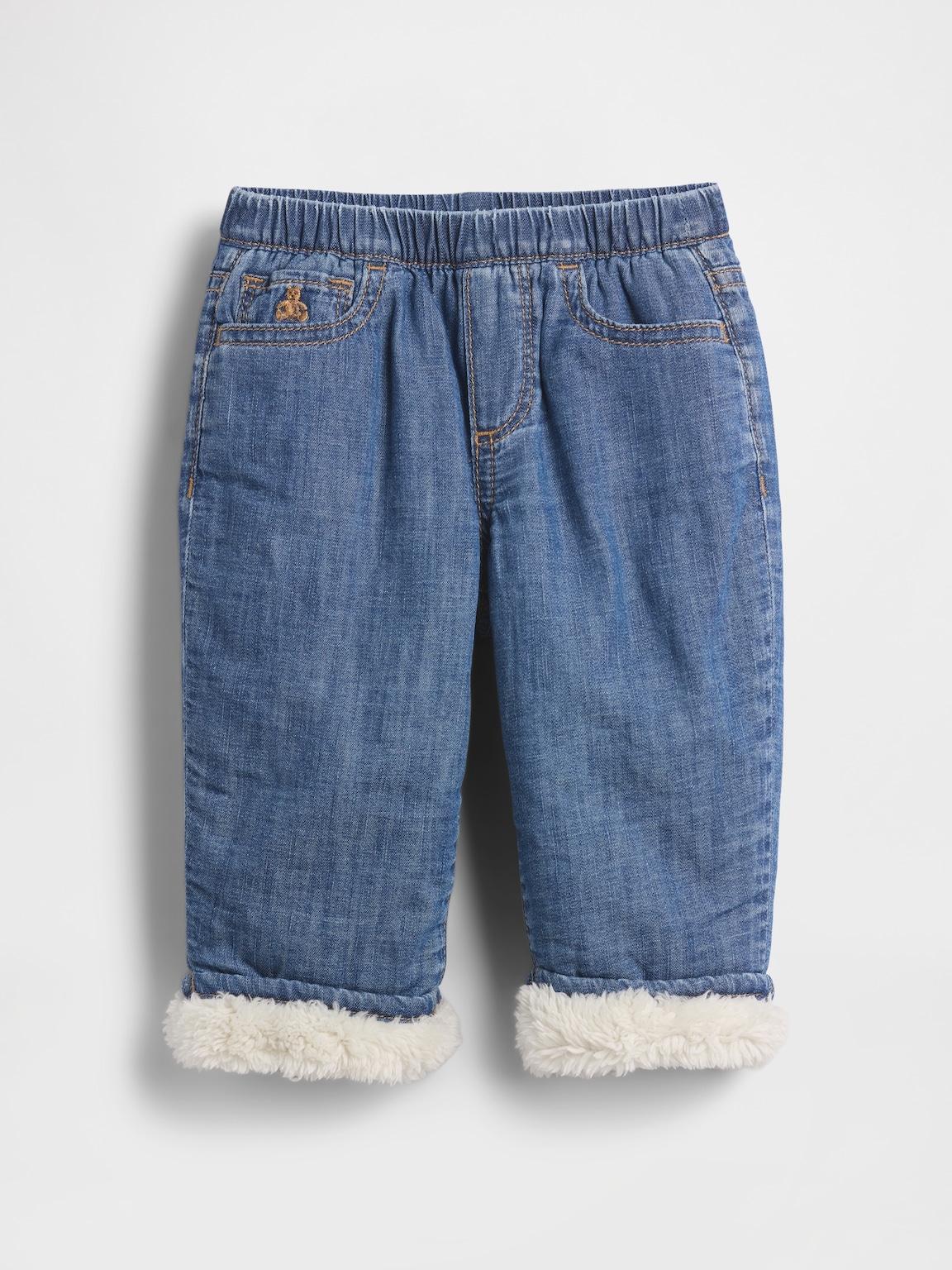 Baby Sherpa-Lined Pull-On Barrel Jeans
