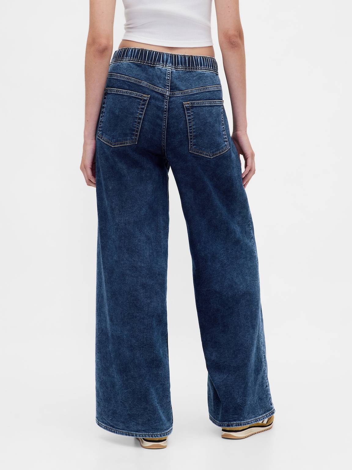 Mid Rise Knit Denim Baggy Jeans