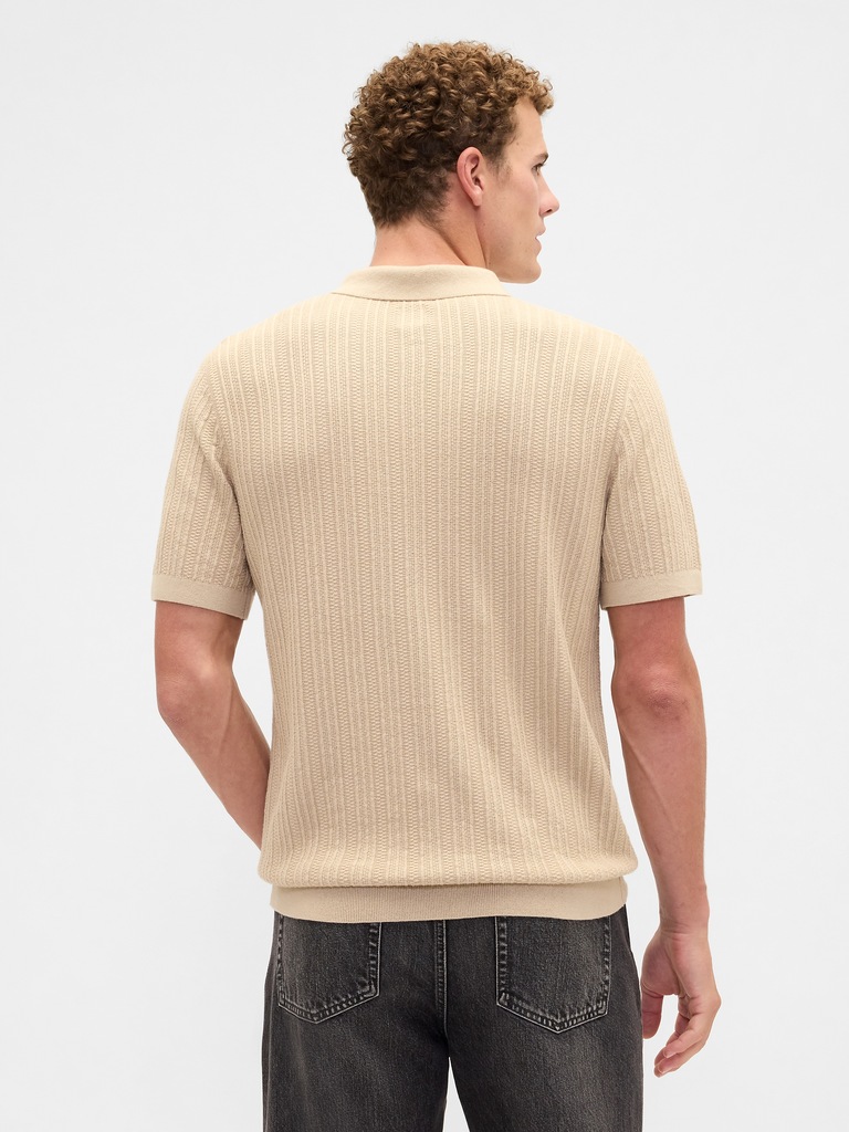 Textured Sweater Polo Shirt