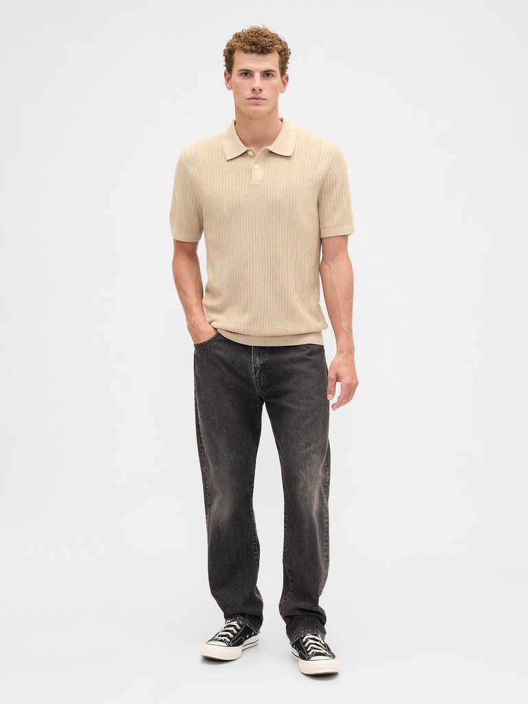 Textured Sweater Polo Shirt