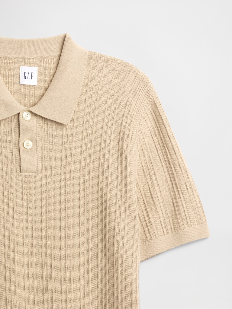 Textured Sweater Polo Shirt