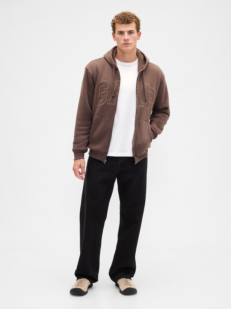 Relaxed Gap Logo Sherpa-Lined Zip Hoodie