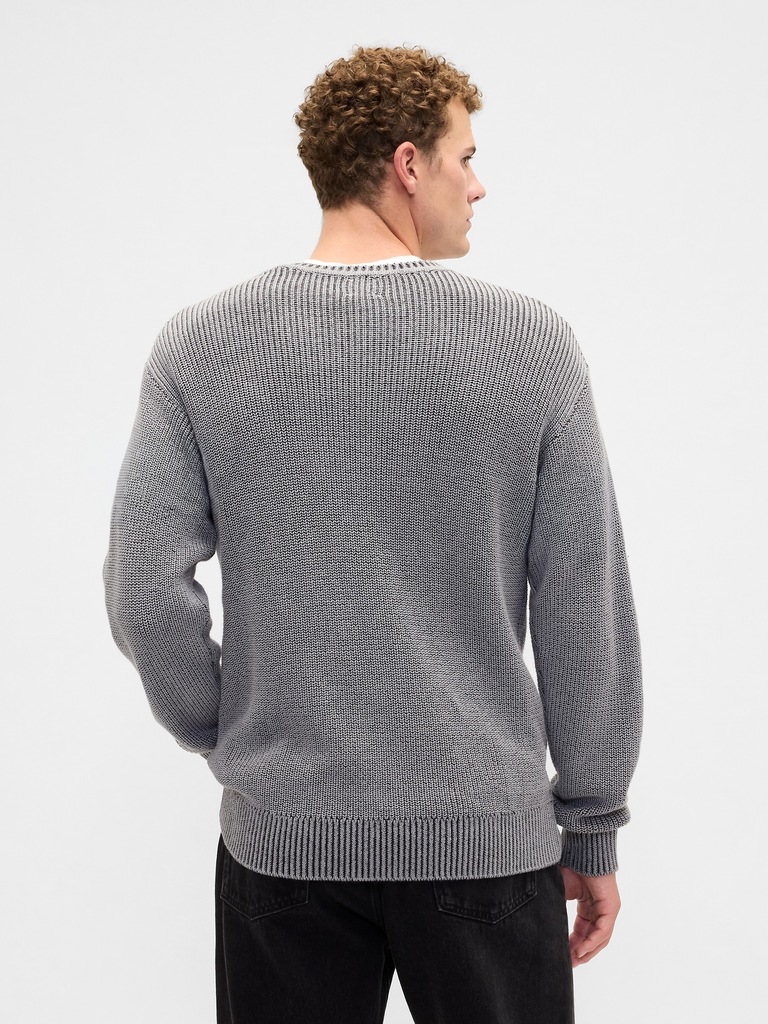 Relaxed Ribbed V-Neck Sweater