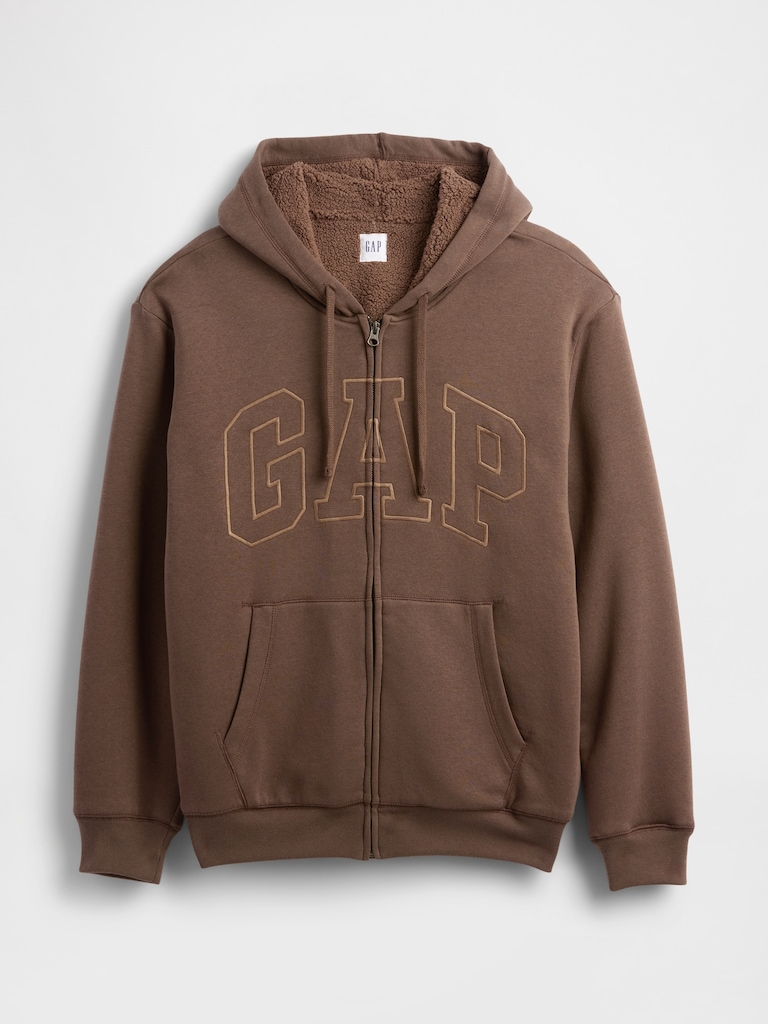 Relaxed Gap Logo Sherpa-Lined Zip Hoodie