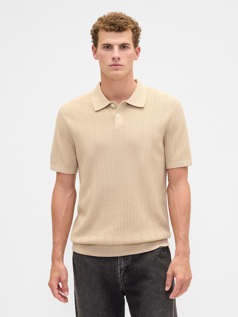 Textured Sweater Polo Shirt