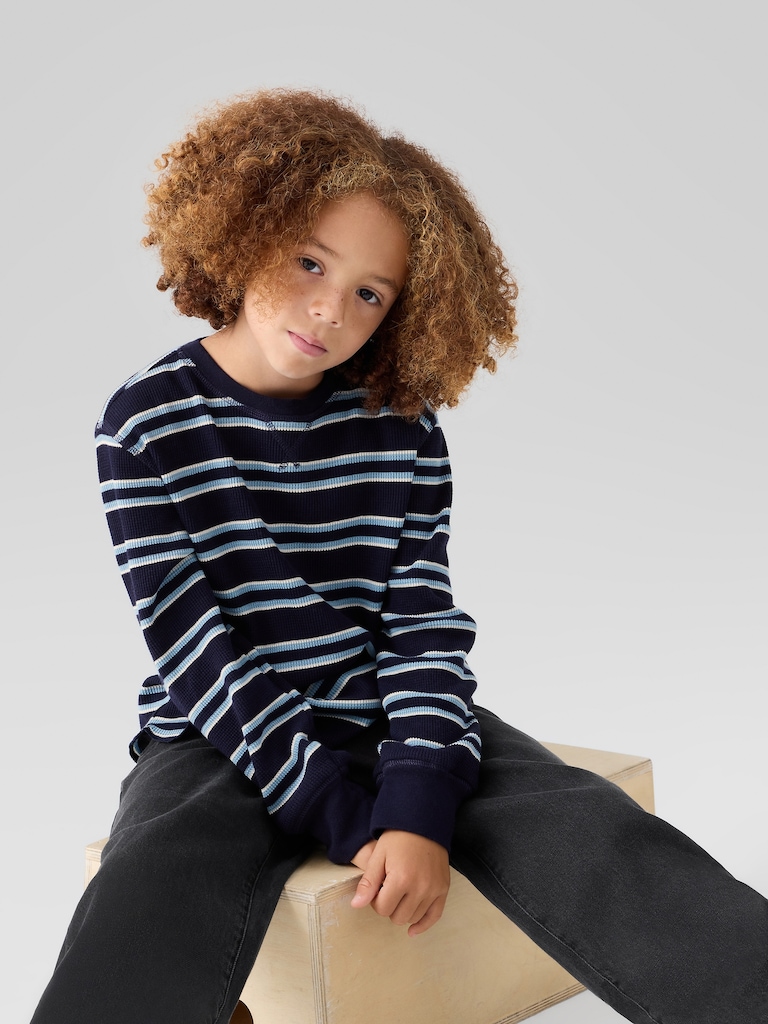 Kids Stripe Waffle-Knit T-Shirt