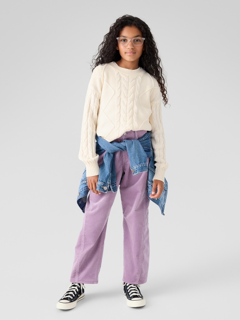 Kids High Rise Seamed Corduroy Barrel Pants