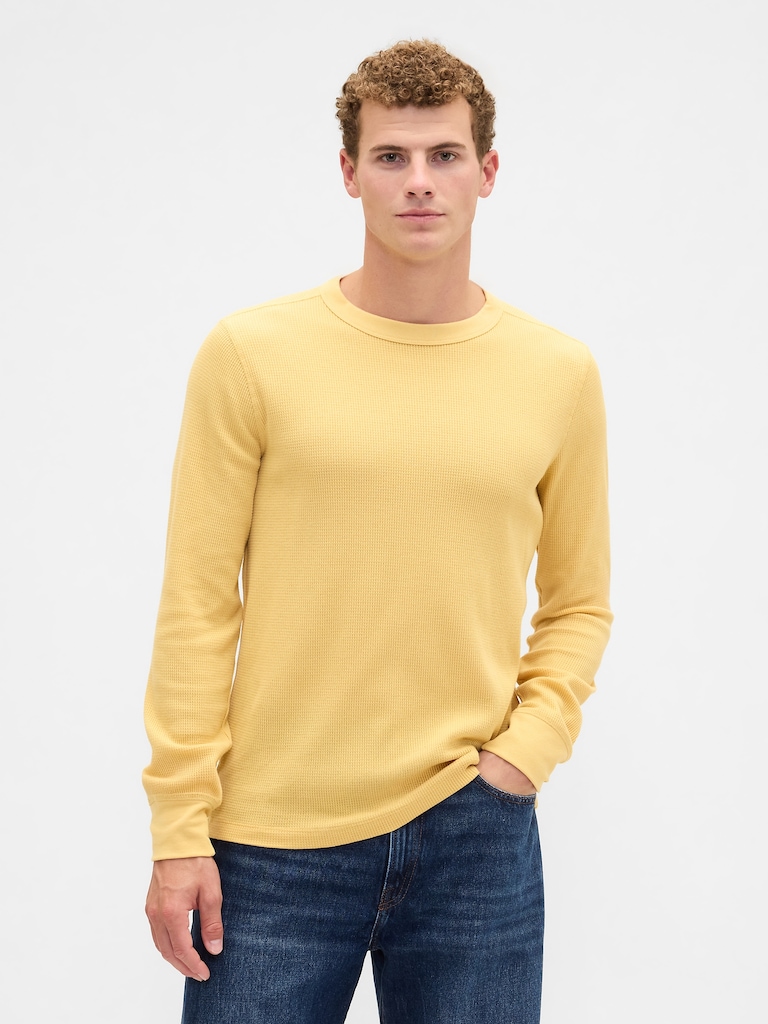 Waffle-Knit Crewneck T-Shirt