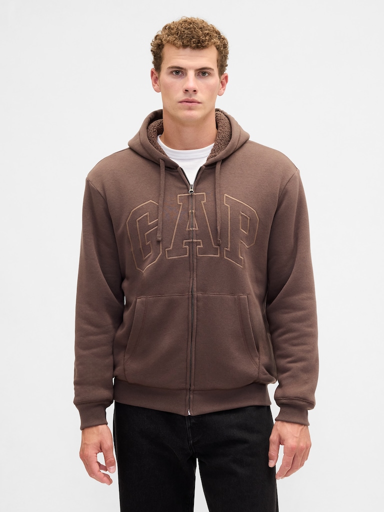 Relaxed Gap Logo Sherpa-Lined Zip Hoodie
