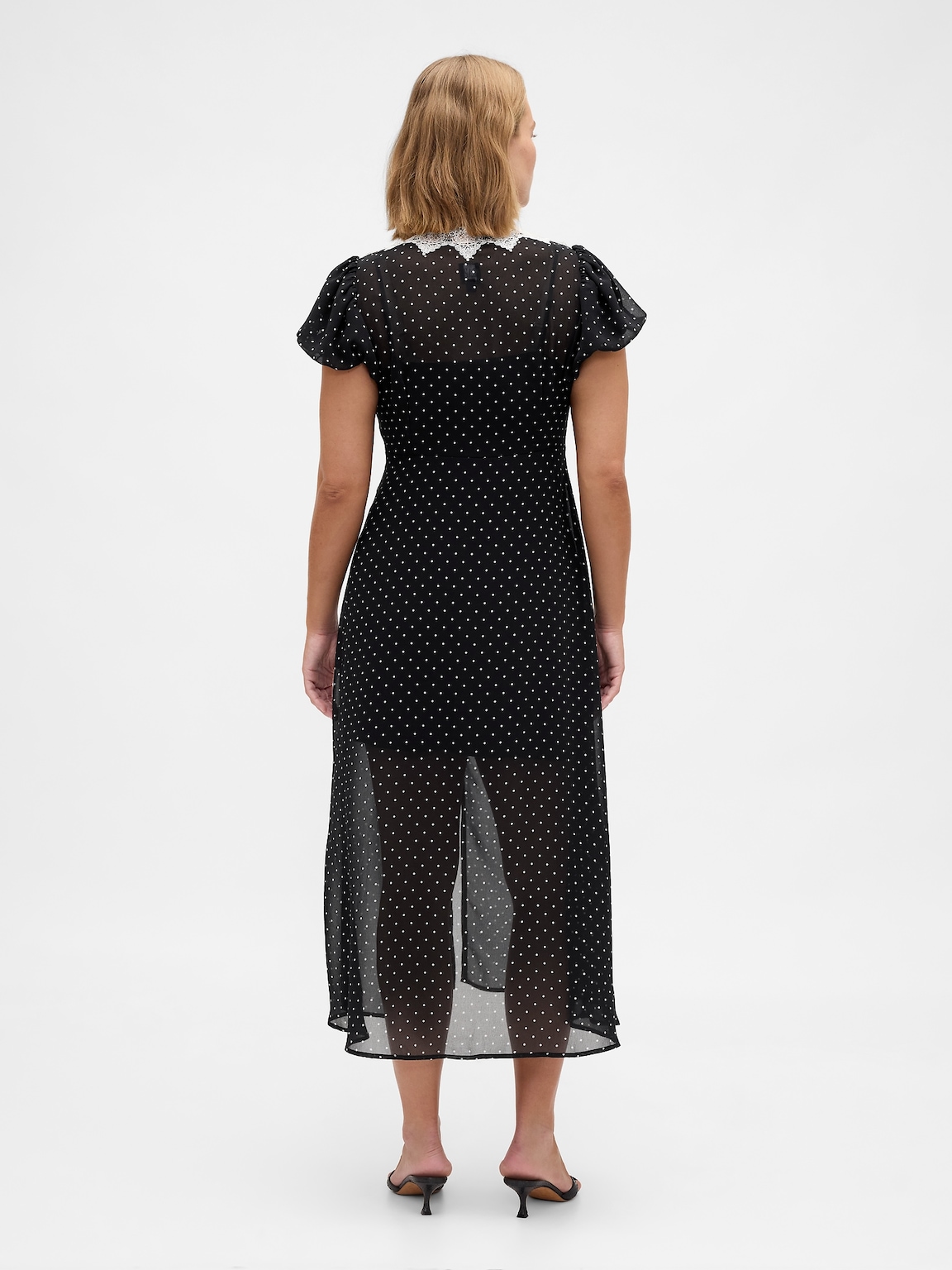 Lace-Trim V-Neck Maxi Dress