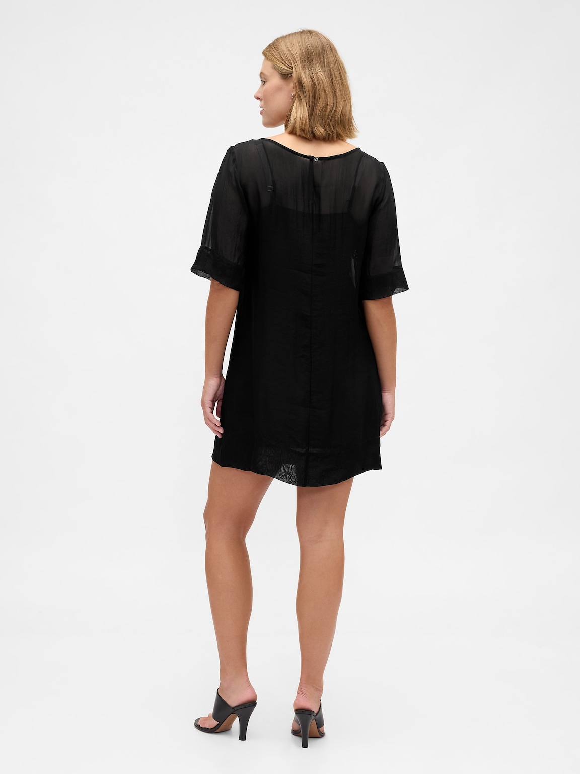 Sheer Organza Mini Shift Dress