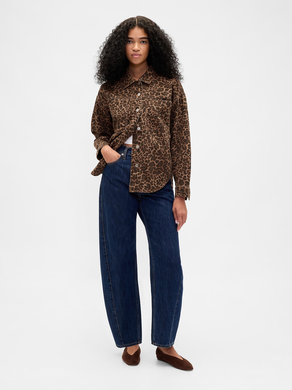 UltraSoft Leopard Denim Shirt Jacket