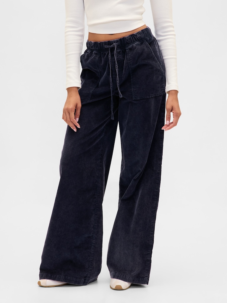 Mid Rise Corduroy Baggy Pants
