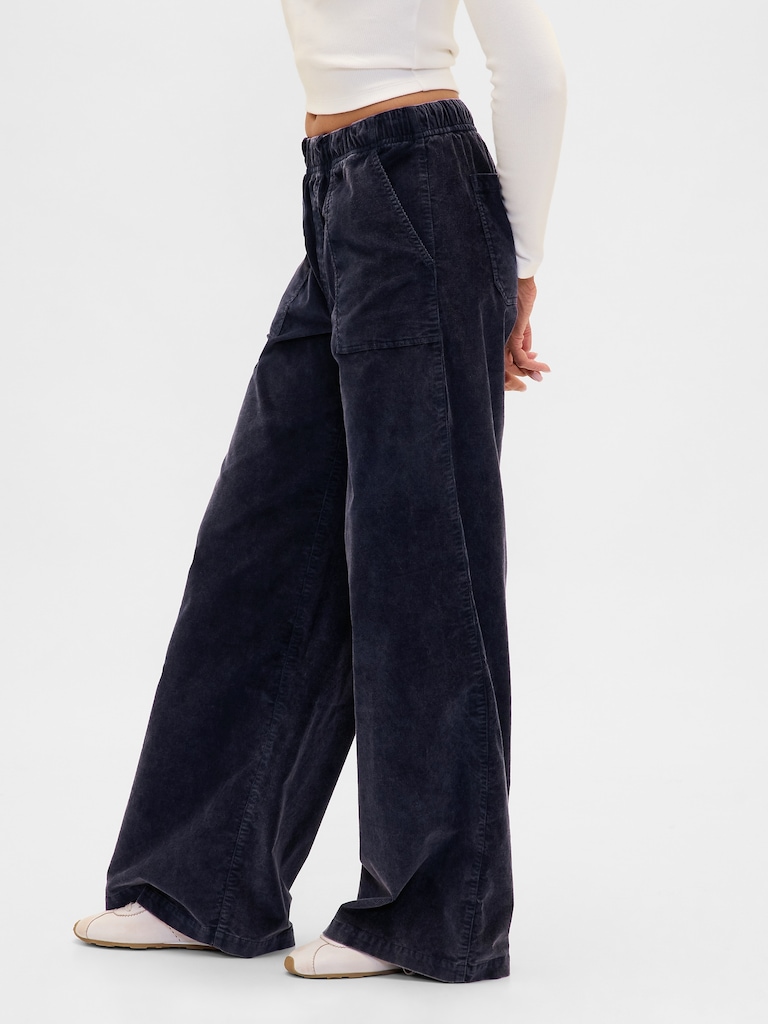 Mid Rise Corduroy Baggy Pants