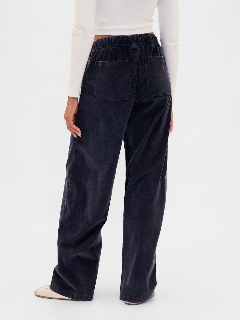 Mid Rise Corduroy Baggy Pants