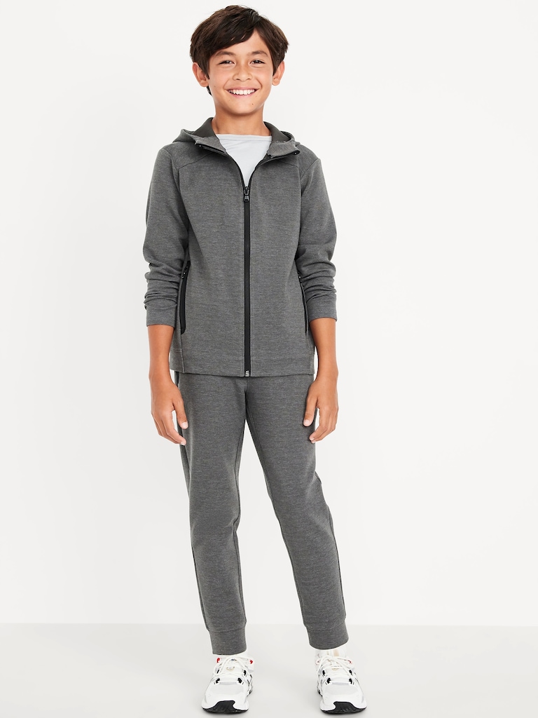 Dynamic Fleece Zip-Front Hoodie and Joggers Set for Boys